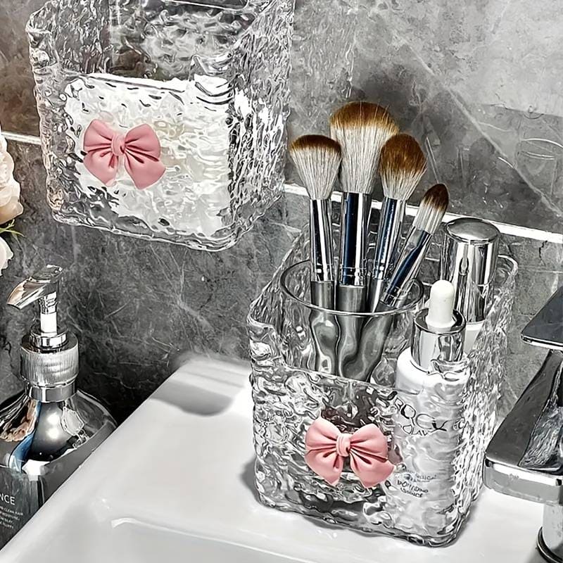 Bow Vanity Storage Box, Punch-Free Toothpaste Holder, Multifunctional Wall Storage Box, Elegant Caddy Organizer, Kitchen Bathroom Sink Storage Rack, Facial Tissue Basket Bow Vanity Storage Box, Punch-Free Toothpaste Holder, Multifunctional Wall Storage Box, Elegant Caddy Organizer, Kitchen Bathroom Sink Storage Rack, Facial Tissue Basket